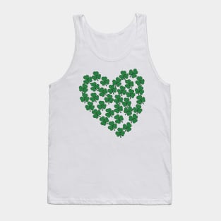 Green Shamrock Heart St Patricks Day Tank Top